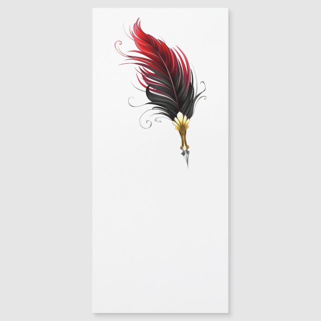 Stylo rouge en plumes avec nib or (Devant)