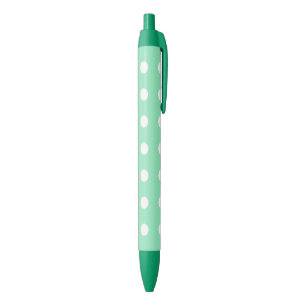 Stylo Rouge Modèle rustique couleur vert menthe à pois blancs