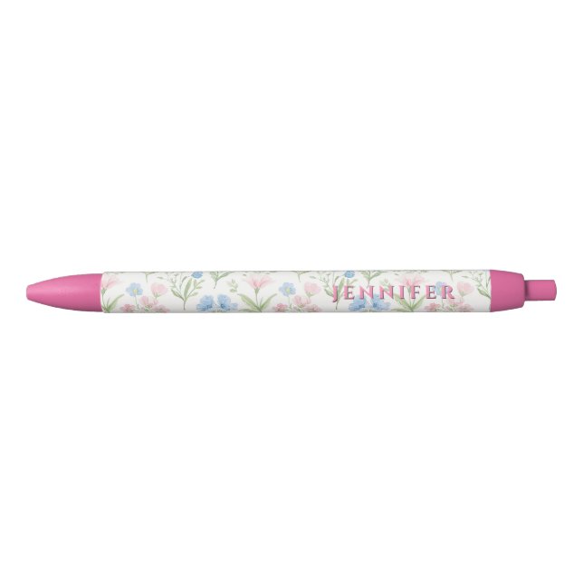 Stylo Rouge Personalized Pink and Blue Grandmillennial Floral (Devant)