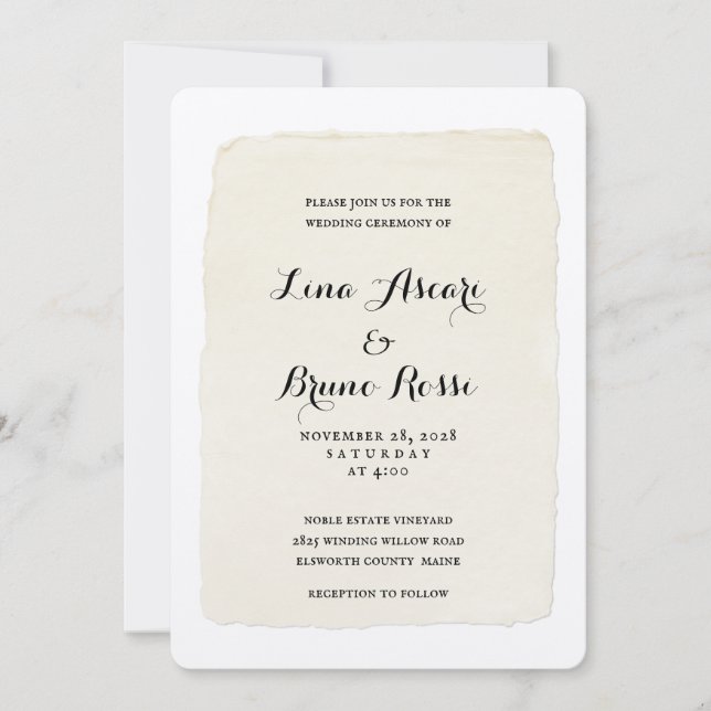 Stylo rustique et Faire-part de mariage de script  (Devant)