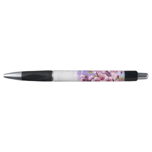 Stylo Sakura rose sur la peinture Arrière - plan (Devant)