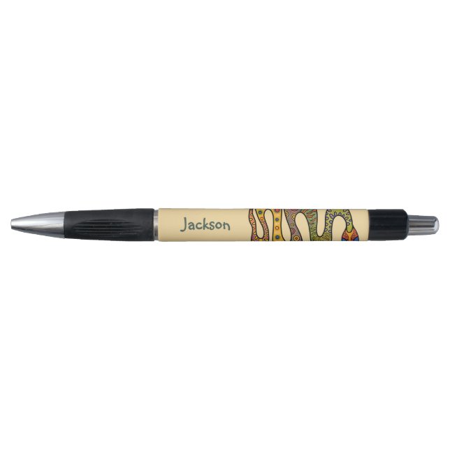 Stylo Serpent multicolore jaune beurre nommé (Devant)