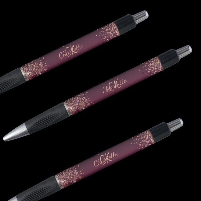 Stylo Signature de nom de monogramme en or rose de Bourg (Créateur téléchargé)