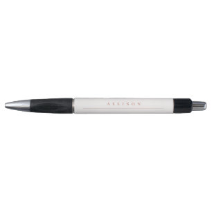 Stylo Simple Élégant Rose Clair Nom Personnalisé Blanc
