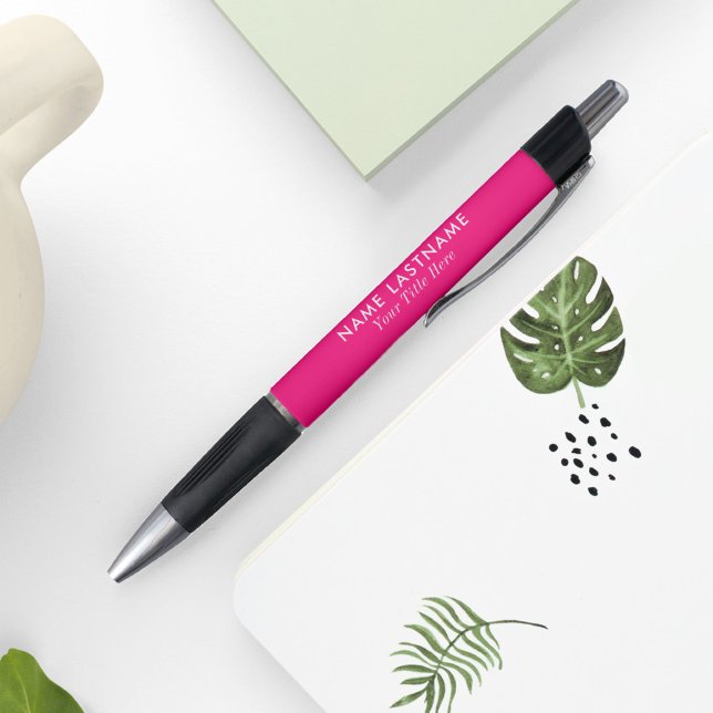 Stylo Simple fille rose vif Élégant Nom moderne Titre (Créateur téléchargé)