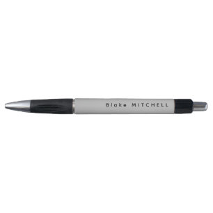 Stylo Simple Monogramme Nom Moderne Gris
