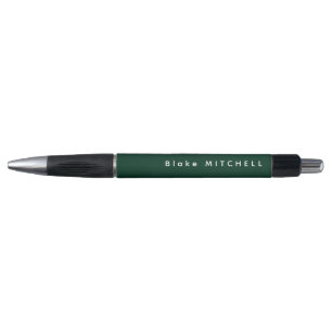 Stylo Simple Monogramme Nom Moderne Vert Foncé