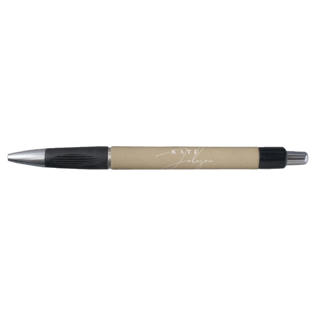 Stylo Stylé Monogramme Script Signature Kraft Rustique (Devant)