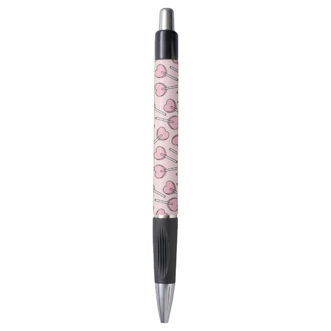 Stylo Sucettes roses, sucettes en forme de cœur, motif d (Devant (Vertical))