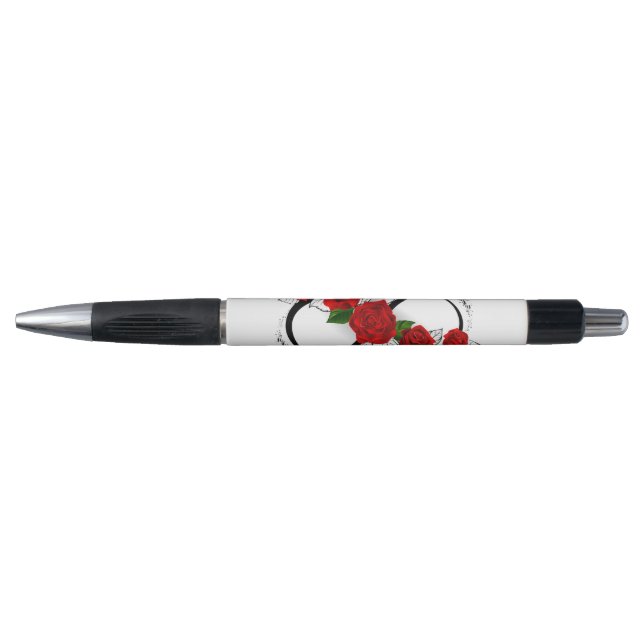 Stylo Symbole de l'infini avec des roses rouges (Devant)