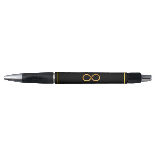 Stylo Symbole d'infini sur fond noir (Devant)