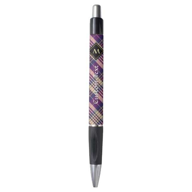 Stylo Tartan mauve, or et bleu (Devant (Vertical))