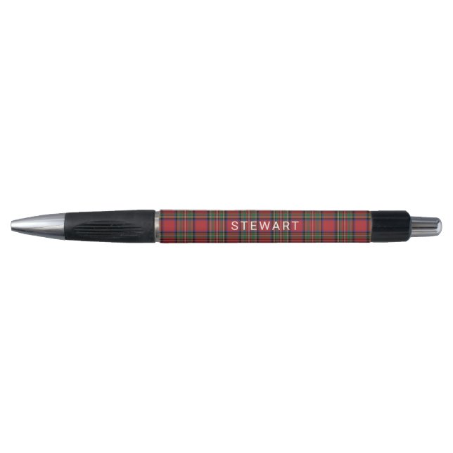 Stylo Tartan Rustique Rouge et Vert Stewart (Devant)