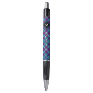 Stylo Tartan vert de mer, violet et bleu