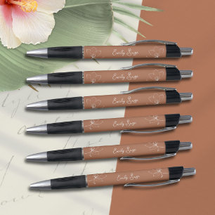Stylo Terre cuite Ivoire Ligne Florale Minimaliste Zen