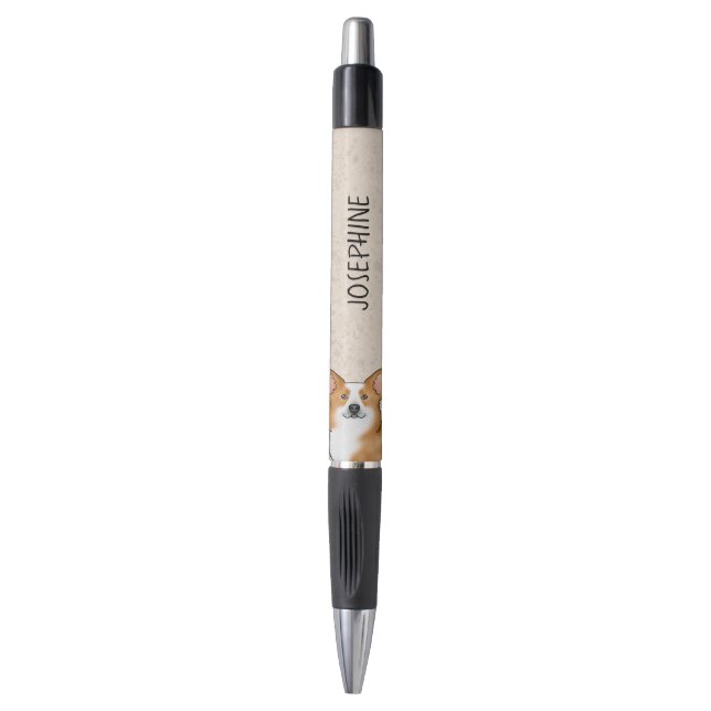 Stylo Tête de Red Pembroke Welsh Corgi et nom (Devant (Vertical))