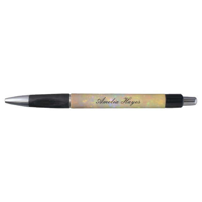 Stylo Texture de pierre d'opale élégante Script moderne  (Devant)