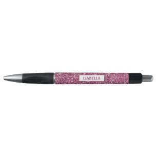 Stylo Texture de scintillement rose faux avec nom person