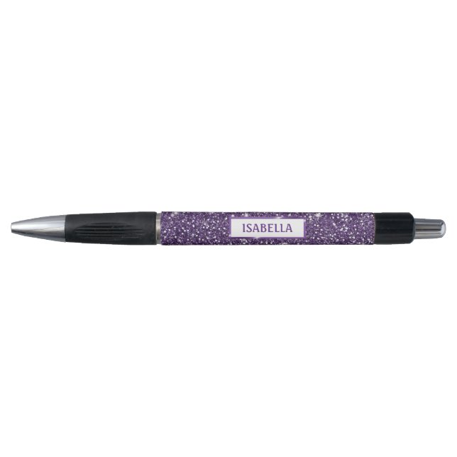 Stylo Texture de scintillement violet faux avec texte pe (Devant)