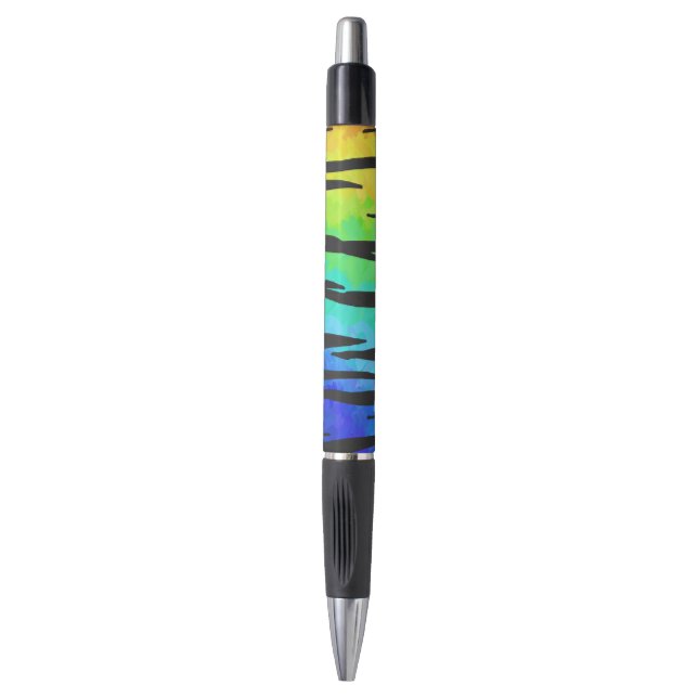 Stylo Tiger noir et arc-en-ciel (Devant (Vertical))
