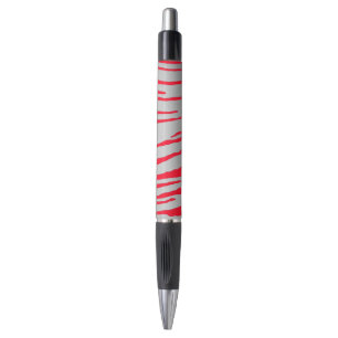 Stylo Tigre argenté rayures rouge
