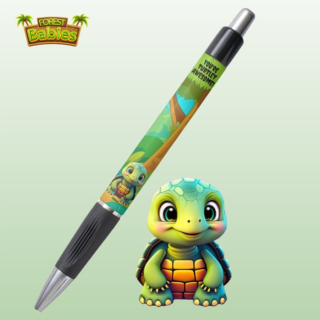 Stylo Tortue, Tortue Faune Animaux Cartoon Graphique 🐢 (Cute Turtle You're Turtley Awesome! Tortoise Wildlife Animal Cartoon Graphic Stationery Ink Pen 🐢)