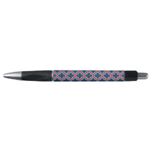 Stylo Trellis marocain bleu et rouge, treillis, Quatrefo