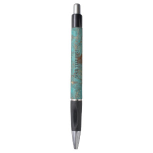 Stylo Turquoise Teal et antiquité vintage de cuivre d'or