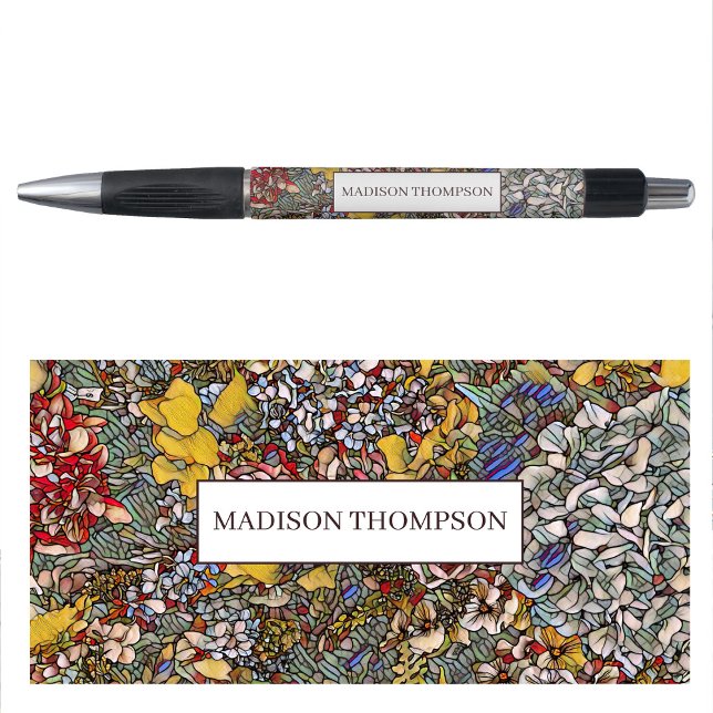 Stylo Verre verni Botanique Floral (Stained Glass Botanical Floral Pen)
