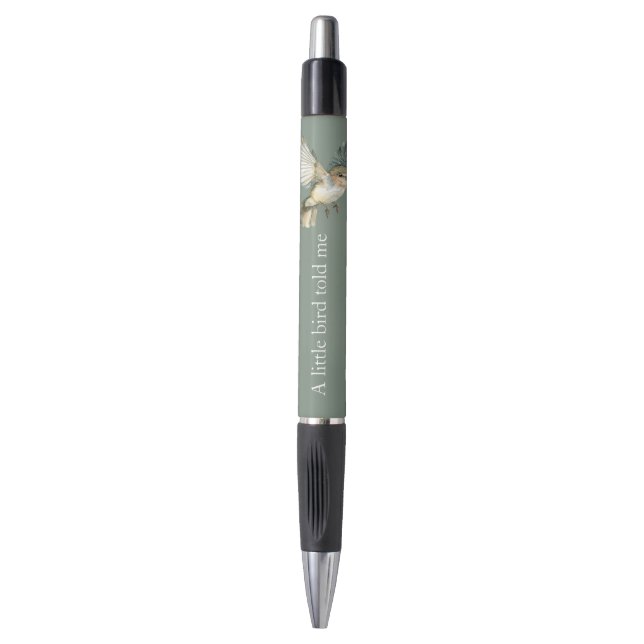Stylo Vert Blanc Un Petit Oiseau Me L'a Dit (Devant (Vertical))