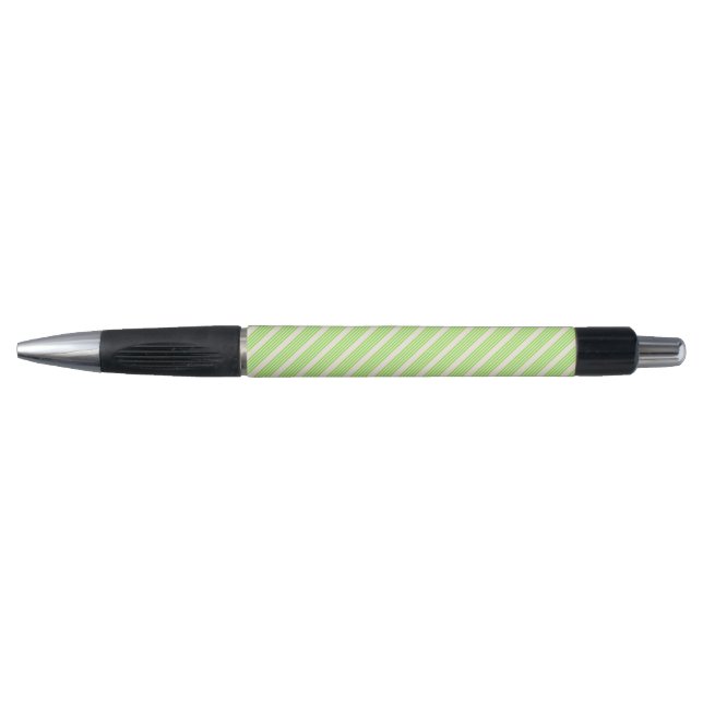 Stylo Vert citron vert et beige cinq rayures motif (Devant)