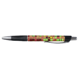 Stylo Vert flou et orange en petits carrés ou carreaux