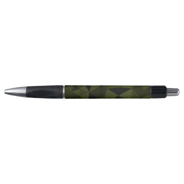 Stylo Vert foncé de l'armée noir motif de maille géométr (Devant)