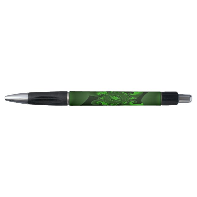 Stylo Vert foncé et vague spirale lime (Devant)