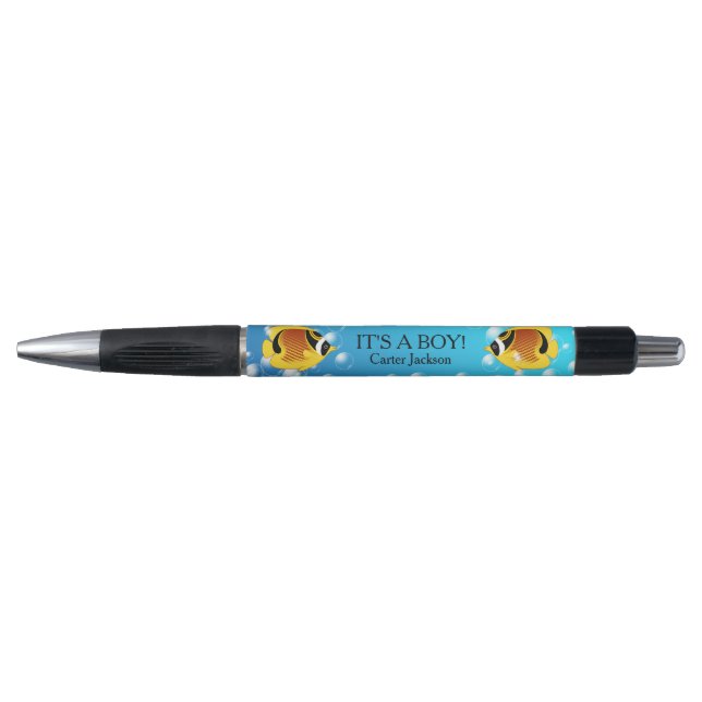 Stylo Vie marine tropicale semi-lune de papillons Exotiq (Devant)