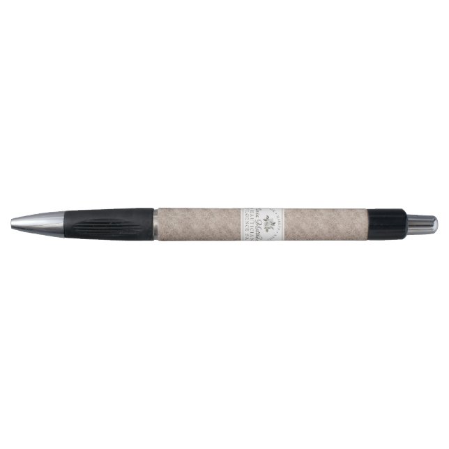 Stylo Vintage Cherish Blanc Fleurs & Logo Doré Rose (Devant)