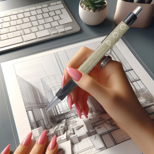 Stylo Vintage Ornemental Floral Doré Élégant