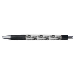 Stylo Visage de Kitten noir et blanc sur gris