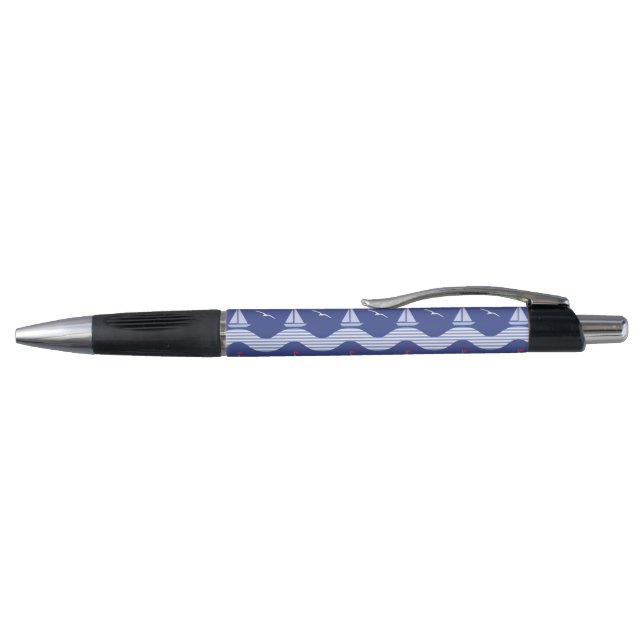 Stylo Voiliers sur un motif rayé de mer (Haut)