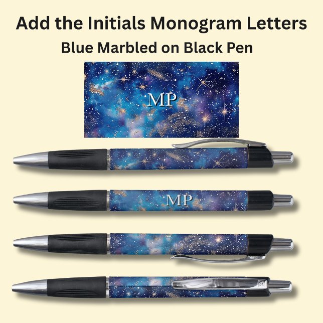 Stylo Vos initiales Monogram Blue Galaxy (Créateur téléchargé)