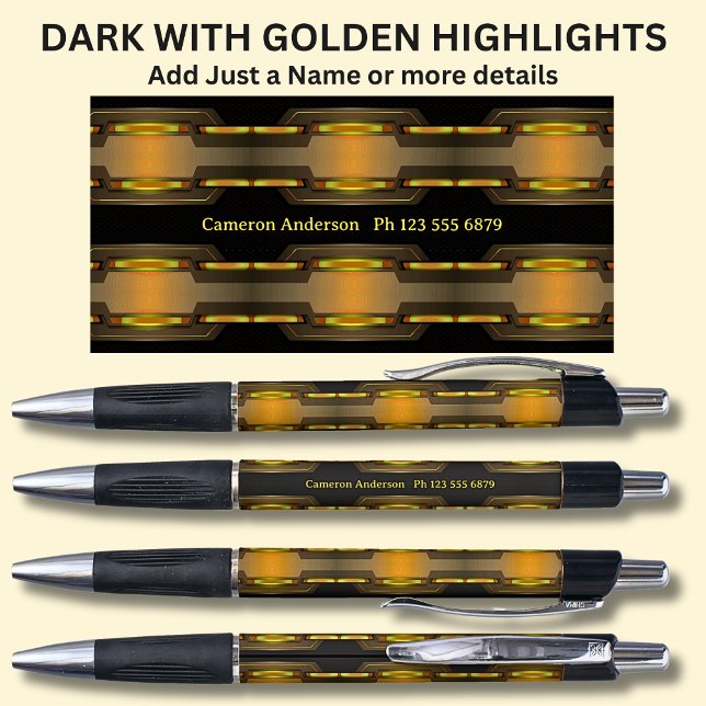 Stylo Votre nom et les détails facultatifs sur le noir e (Créateur téléchargé)