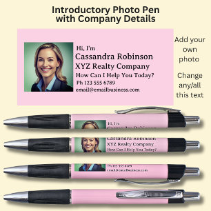 Stylo Votre photo et détails d'introduction sur rose et 