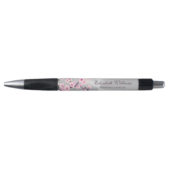 Stylo Wedding planner d'argent rose Fleurs de cerisier (Devant)