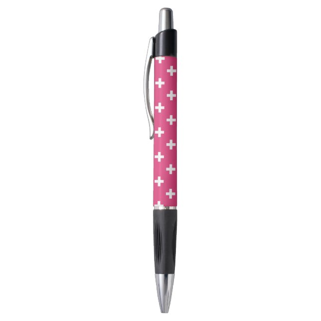 Stylo White polka crosses on fuchsia (Haut (Vertical))