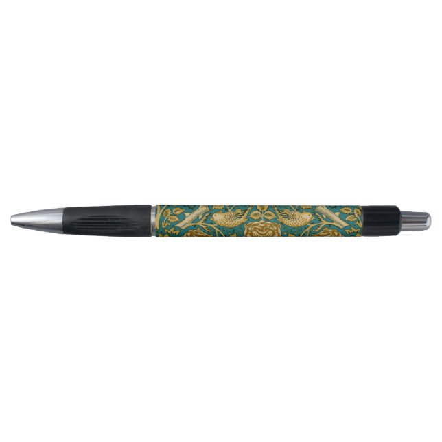 Stylo William Morris Motif Rose Tudor Bleu Doré (Devant)