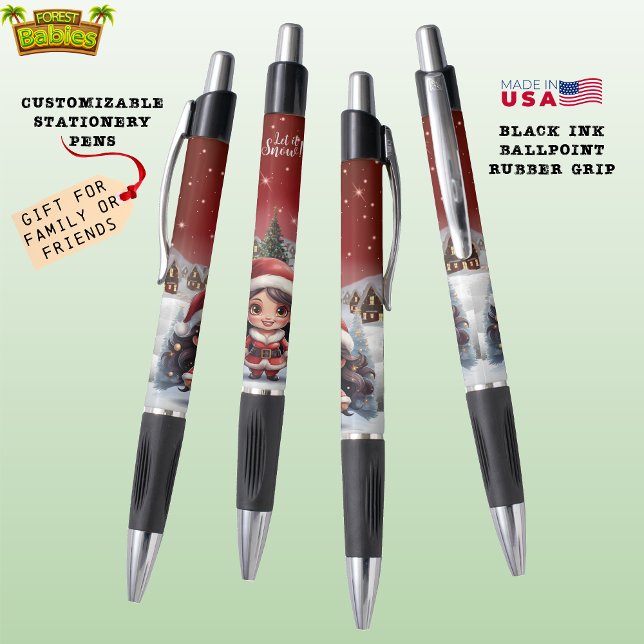 Stylo Winter Wonderland Mme Santa Claus Laissez-le neige (Christmas Winter Holiday  Mrs Santa Claus, Let it Snow, Xmas Berry Red ForestBabies Pen ❄️🎄🎁)