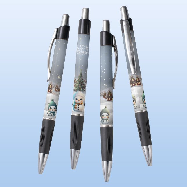 Stylo Wonderland d'hiver, Femme des neiges, Laisse-la Ne (Cute Snowman, Let it Snow Village, Christmas Tree Snowy Winter Lover Scene ForestBabies Pen ⛄️❄️🎄🎁)