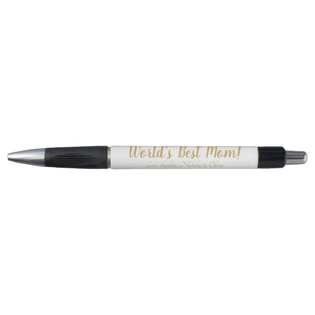 Stylo World’s Best Mom gold custom script mignon (Devant)