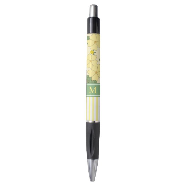 Stylo Yellow Floral and Stripes Personalised (Devant (Vertical))