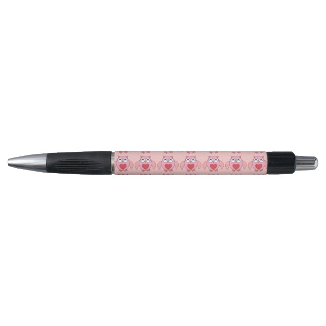 Stylos Coeur Chouette Rose (Devant)